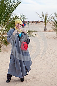 Caucasian woman in bedouin clothes