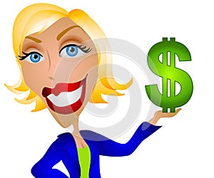 Caucasian Woman Holding Money photo