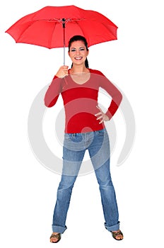 Caucasian Woman Holding Umbrella