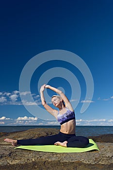 Caucasian woman training outside