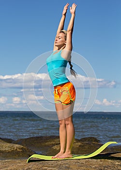 Caucasian woman training outside