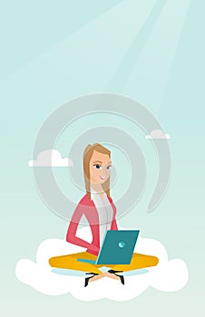 Caucasian woman using cloud computing technologies