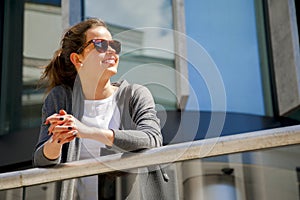 Caucasian woman Vivacious in City with a beautiful beaming smile