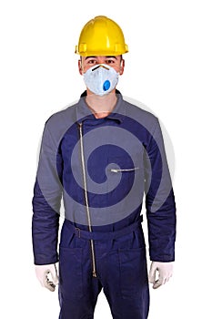 Caucasian worker with protection clothes