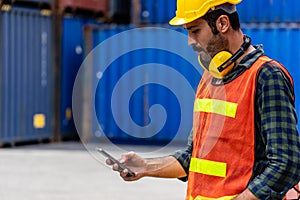 Caucasian worker in safety vest reflective with Safety helmet sitting to rest and smoking