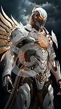 Caucasian young male, tactical suit, archangel, super hero, death angel, powerful wings, fighting full body. AI