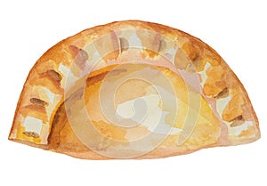 Caucasuan Pie isolated watercolor illustration, baked goods