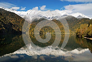 Caucasus. Abkhazia. Riza lake at autumn