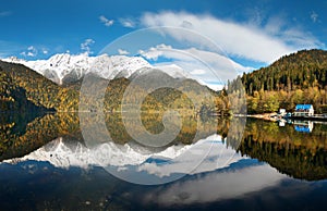Caucasus. Abkhazia. Riza lake. Fall. Panorama