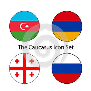 Caucasus Flag Button rounded on isolated white for Middle East, South Caucus, or Europe push button concepts.