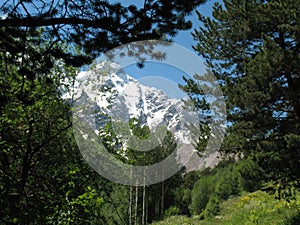 Caucasus landscape mountain snow rocks