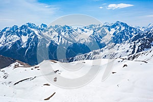 Caucasus Mountains landscape. View from Muhu Pass, Karachay-Cherkessia