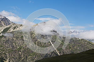 The Caucasus Mountains. Mountain peaks in summer.