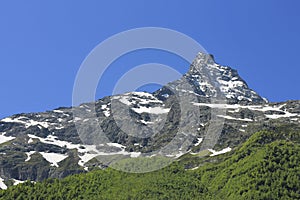 Caucasus mountains summertime. The Dombai mountain landscape