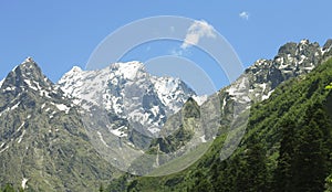 Caucasus mountains summertime. The Dombai mountain landscape