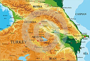 Caucasus physical map