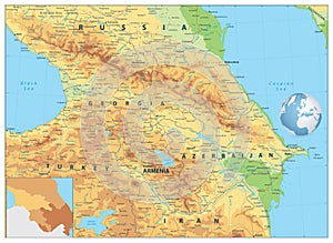 Caucasus Physical Map photo
