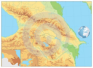 Caucasus Physical Map. No text