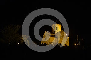 Old Metechi church in tiflis at night photo