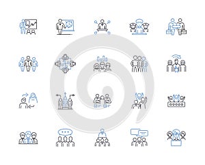 Caucus line icons collection. Politics, Voting, Delegates, Precincts, Candidates, Iowa, Primary vector and linear