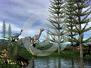 Caudipteryx dinosaurs - 3D render