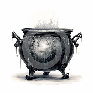 Cauldron Fantasy Artwork: Detailed Shading In The Style Of Brian Mashburn