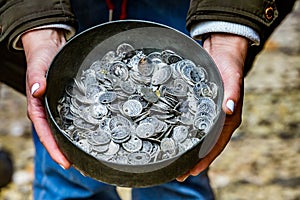 Cauldron with old coins