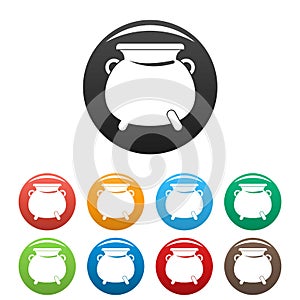 Cauldron pot icons set color