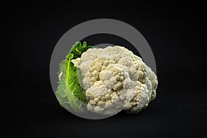 Cauliflower on a black background