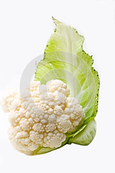 Cauliflower cabbage vegetable green leaf isolated