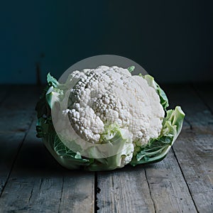 Cauliflower displayed on kitchen table, versatile vegetable captured beautifully