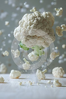 Cauliflower Explosion on Wooden Table