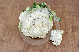 Cauliflower Head On Board Surface