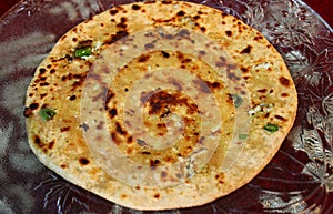 Cauliflower paratha closeup