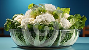 Cauliflower in plastic bowl