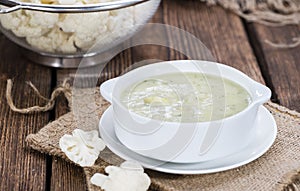 Cauliflower Soup in a bowl photo