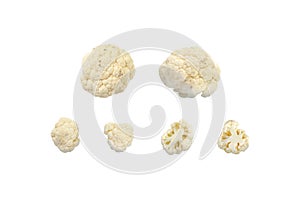 Cauliflowers isolated big and small