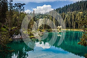 Caumasee lake near Flims in Grisons, Switzerland