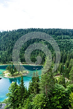 Caumasee in Switzerland lake with turquoise water