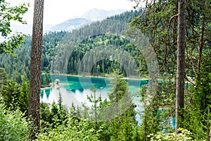 Caumasee in Switzerland lake with turquoise water