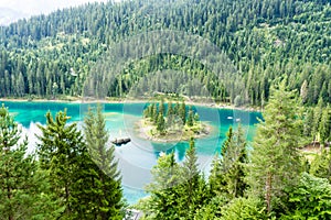 Caumasee in Switzerland lake with turquoise water