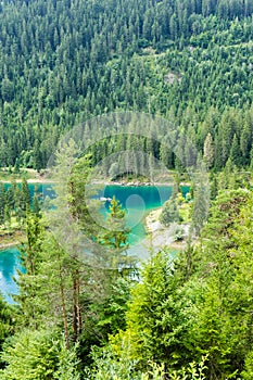 Caumasee in Switzerland lake with turquoise water