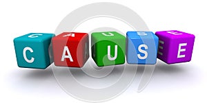 Cause word block on white