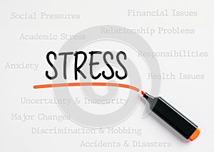 The causes or sources of stress
