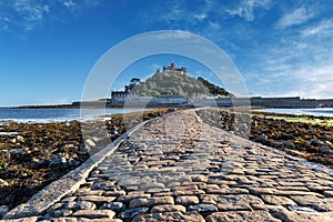 Causway to St Micheals Mount Cornwall England photo