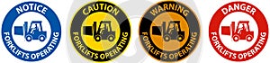 Caution 2-Way Forklifts Operating Sign On White Background