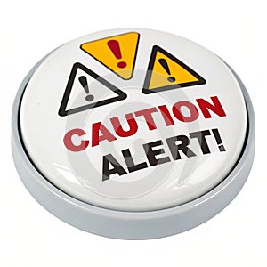 Caution alert warning icon isolated on white background photo