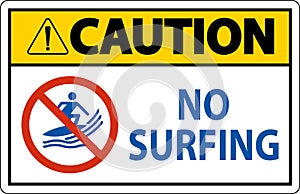 Caution Beach Safety Sign No Surfing