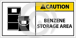 Caution Benzene Storage Area Sign On White Background