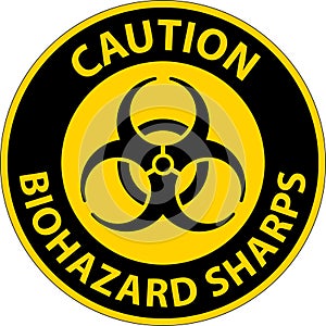 Caution Biohazard Label, Biohazard Sharps